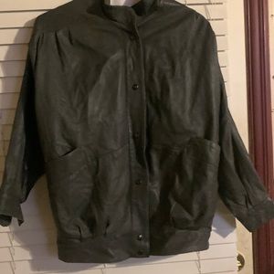 Leather jacket grey womens 10